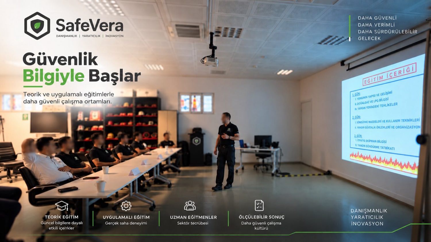 Yangın eğitimi: yangının yapısı, söndürme maddeleri ve teknikleri, itfaiye ekipmanı ve söndürme tatbikatı içeriğiyle üç günlük program